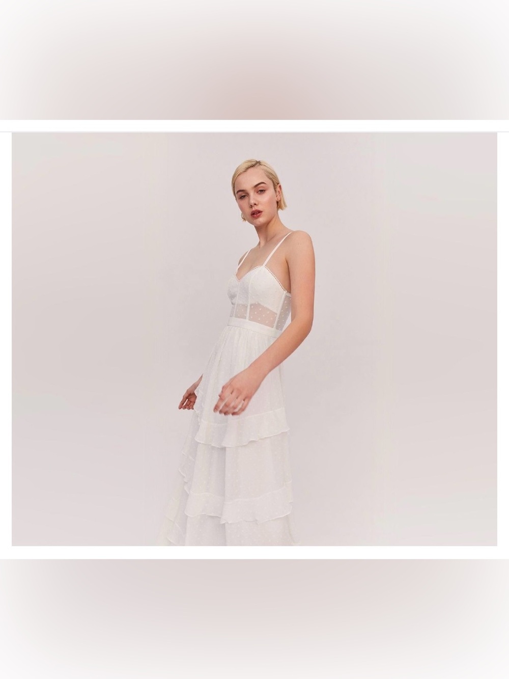 Fame and Partners White Tiered Ruffle Sleeveless Cami Ruffle Maxi Dress 2